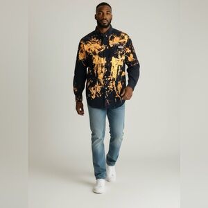 Columbia Sportswear Company PFG Black and Orange Splatter Shirt